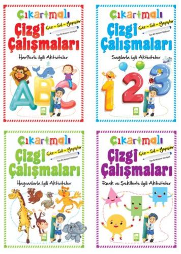 Çıkartmalı Çizgi Çalışmaları Seti Yaz Sil 4 Kitap