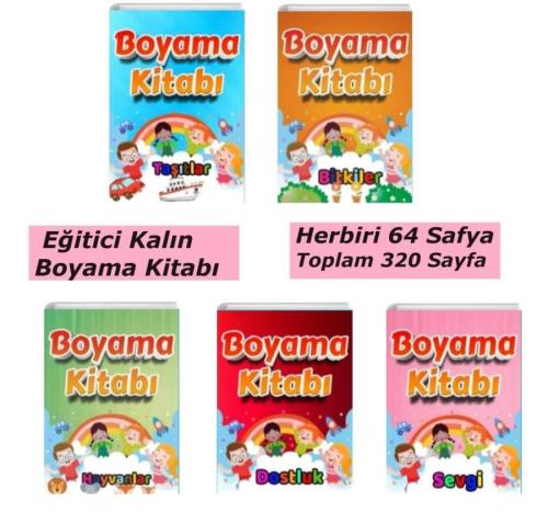 Eğitici Kalın Boyama Kitabı Seti 320 Sayfa (5 Kitap)