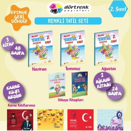 Dörtrenk 2. Sınıf Yaz Tatil Kitabı Seti 5 Parça KARNE KILIFI HEDİYE