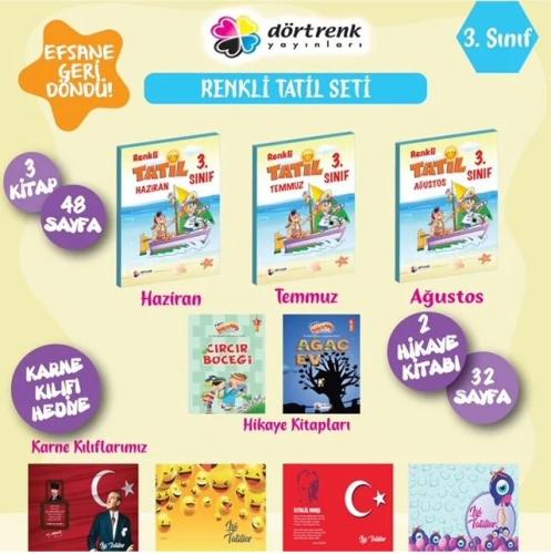 Dörtrenk 3. Sınıf Yaz Tatil Kitabı Seti 5 Parça KARNE KILIFI HEDİYE